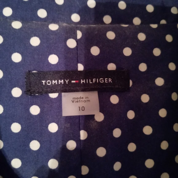 NWT Tommy Hilfiger Navy Polka Dot Belted Shirt Dress Size 10 - Picture 5 of 7